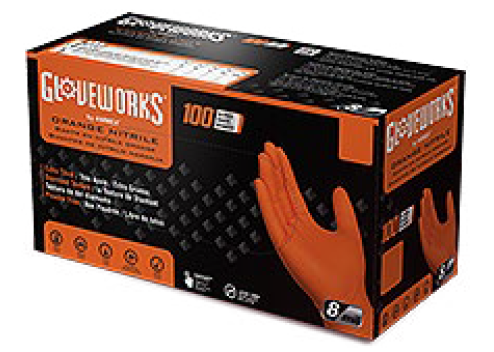 Gloveworks Orange Heavy Duty Industrial Nitrile Gloves Medium | Container: Box of 100 Gloves | Shipped as: 1 x Box of 100 Gloves