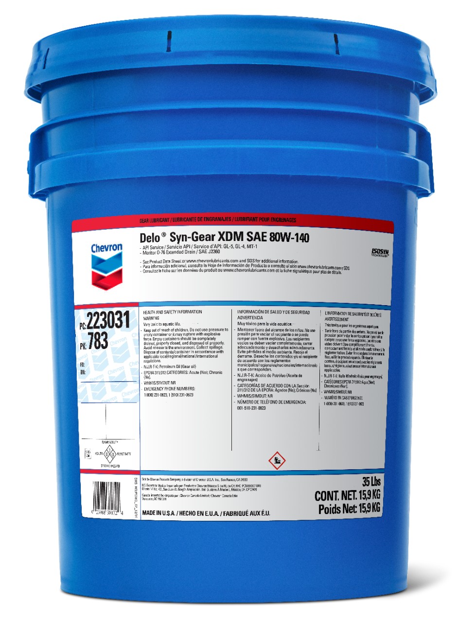 Chevron Delo Syn-Gear XDM SAE 80W-140   -  | Container: 35 lb Pail | Shipped as: 1 X 35 lb Pail