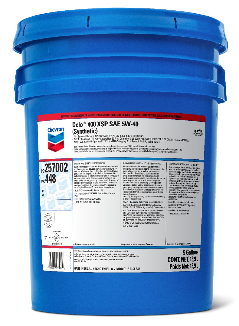 Chevron Delo 400 XSP SAE 5W-40 (Synthetic)   -  | Container: 5 Gallon Pail | Shipped as: 1 X 5 Gallon Pail