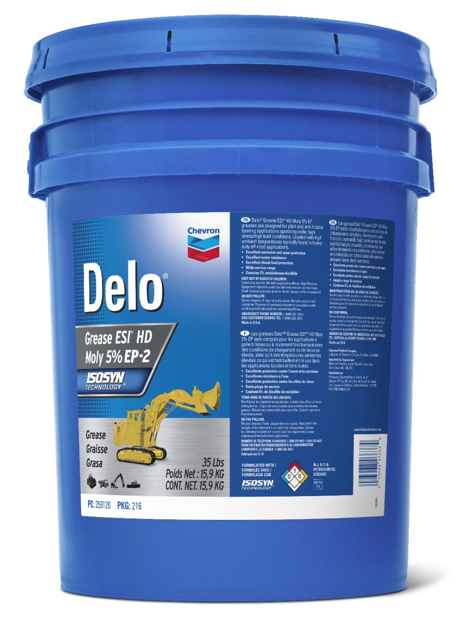 Chevron Delo Grease ESI HD Moly 5% EP 2   -  | Container: 35 lb Pail | Shipped as: 1 x 35 lb Pail