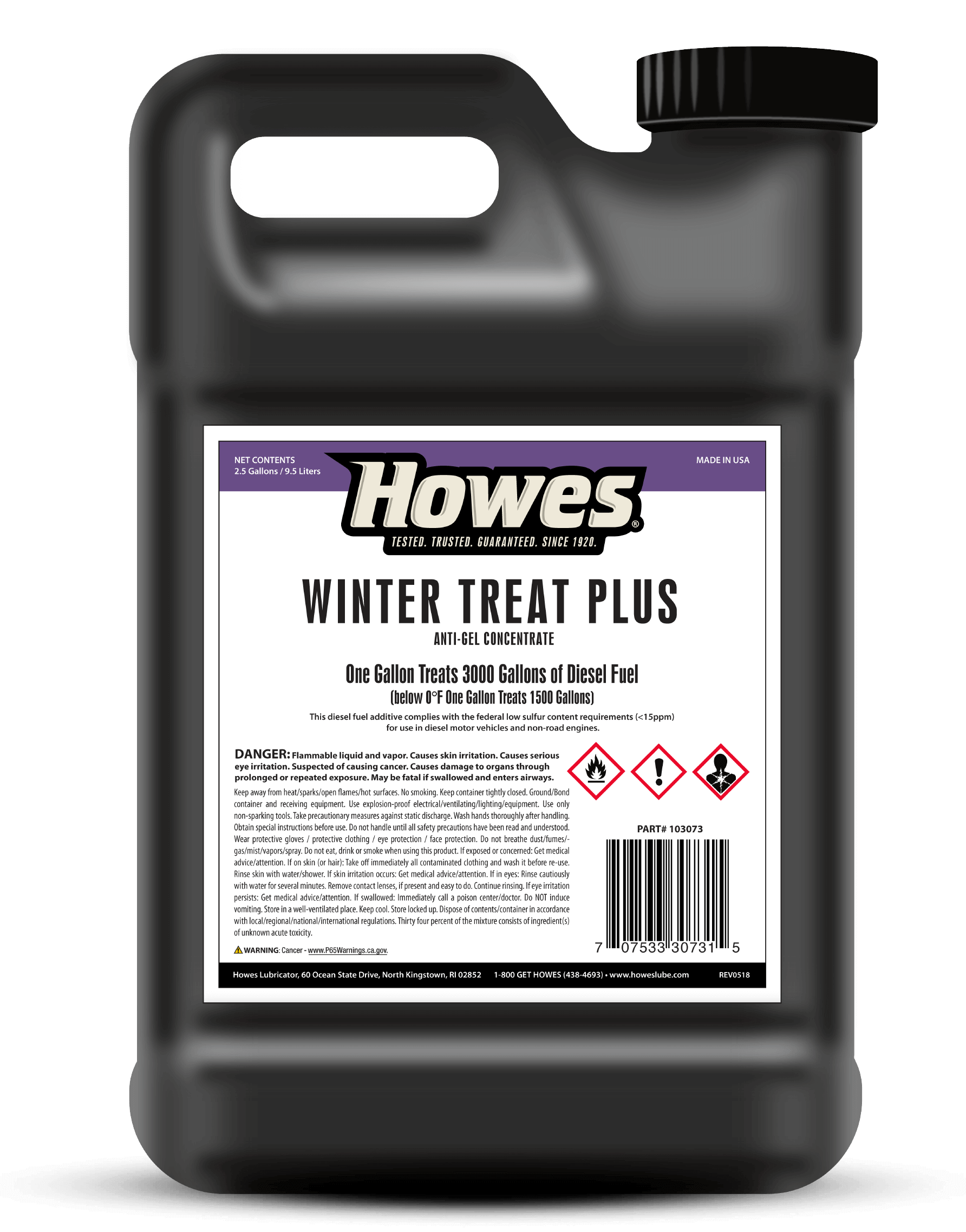 Howes Winter Treat Plus Anti-Gel Concentrate | Container: 2.5 Gallon Jug | Shipped as: Case of 2 X 2.5 Gallon Jugs