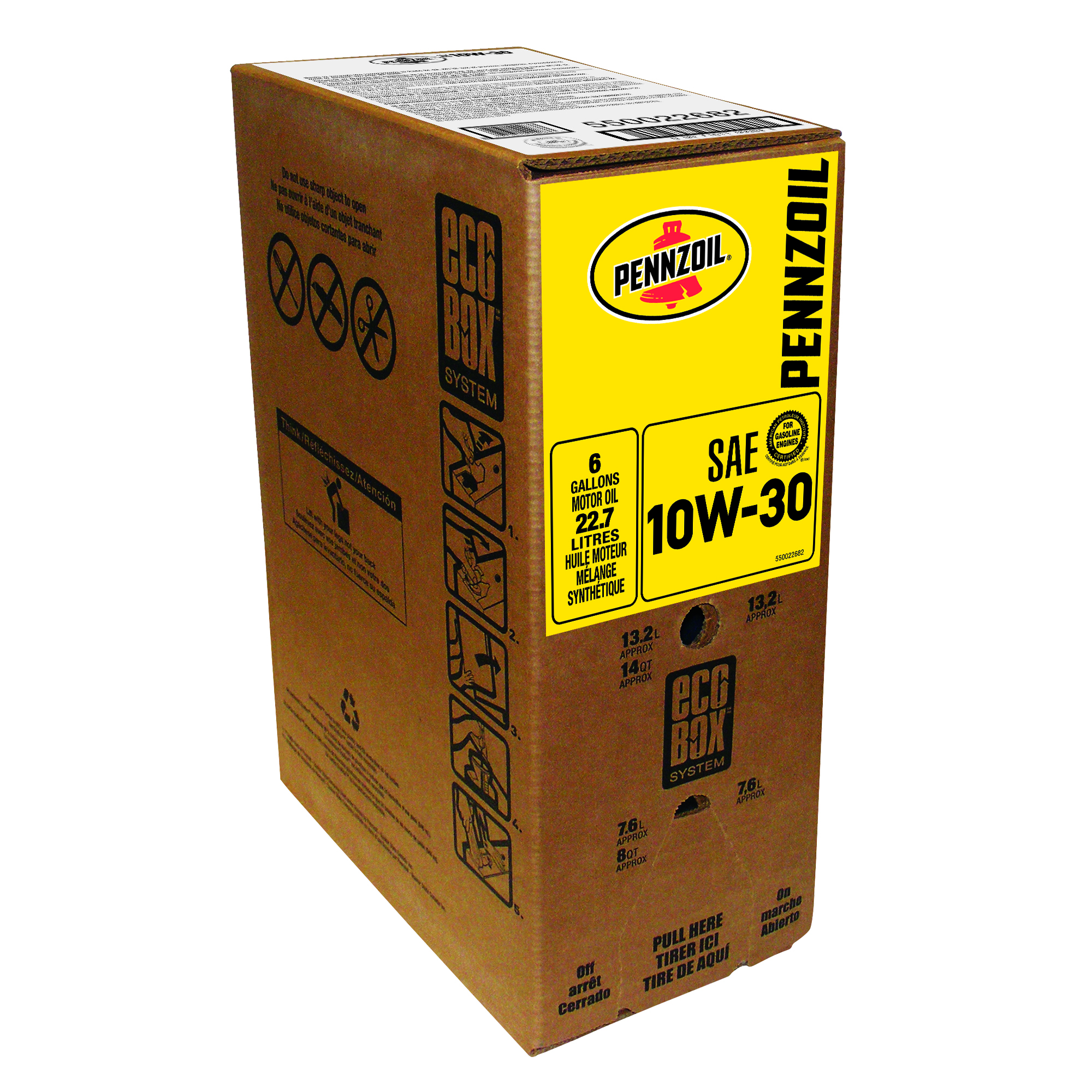 Pennzoil SAE 10W-30  Conventional Motor Oil -  | Container: 24 Qt/6 Gallon Bag in Box | Shipped as: 1 X 24 Qt Ecobox