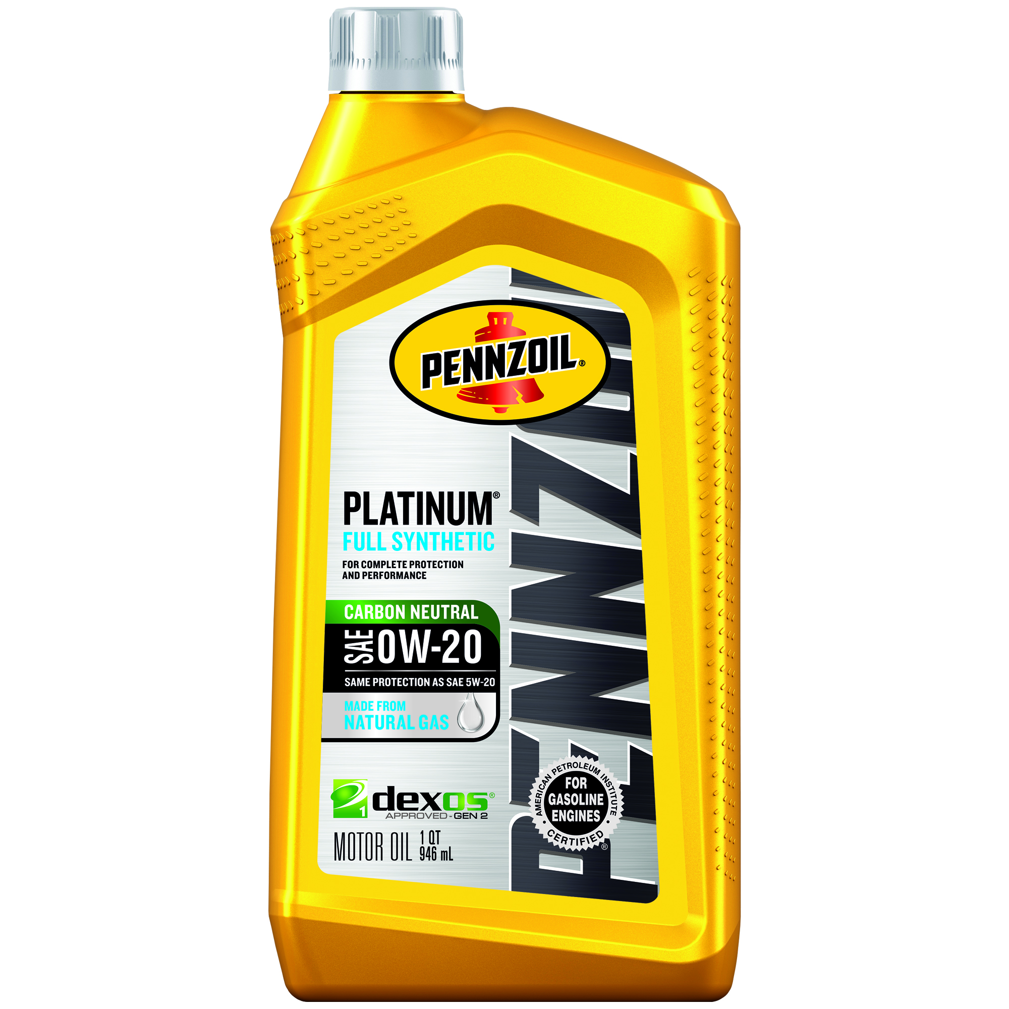 Pennzoil Platinum SAE 0W-20 Full Synthetic Motor Oil -  | Container: 1 Qt Bottle | Shipped as: Case of 6 X 1 Qt Bottles