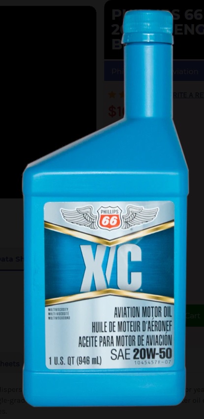 Phillips 66® X/C Aviation Oil 20W-50 -  | Container: 1 Qt Bottle | Shipped as: Case of 12 X 1 Qt Bottle