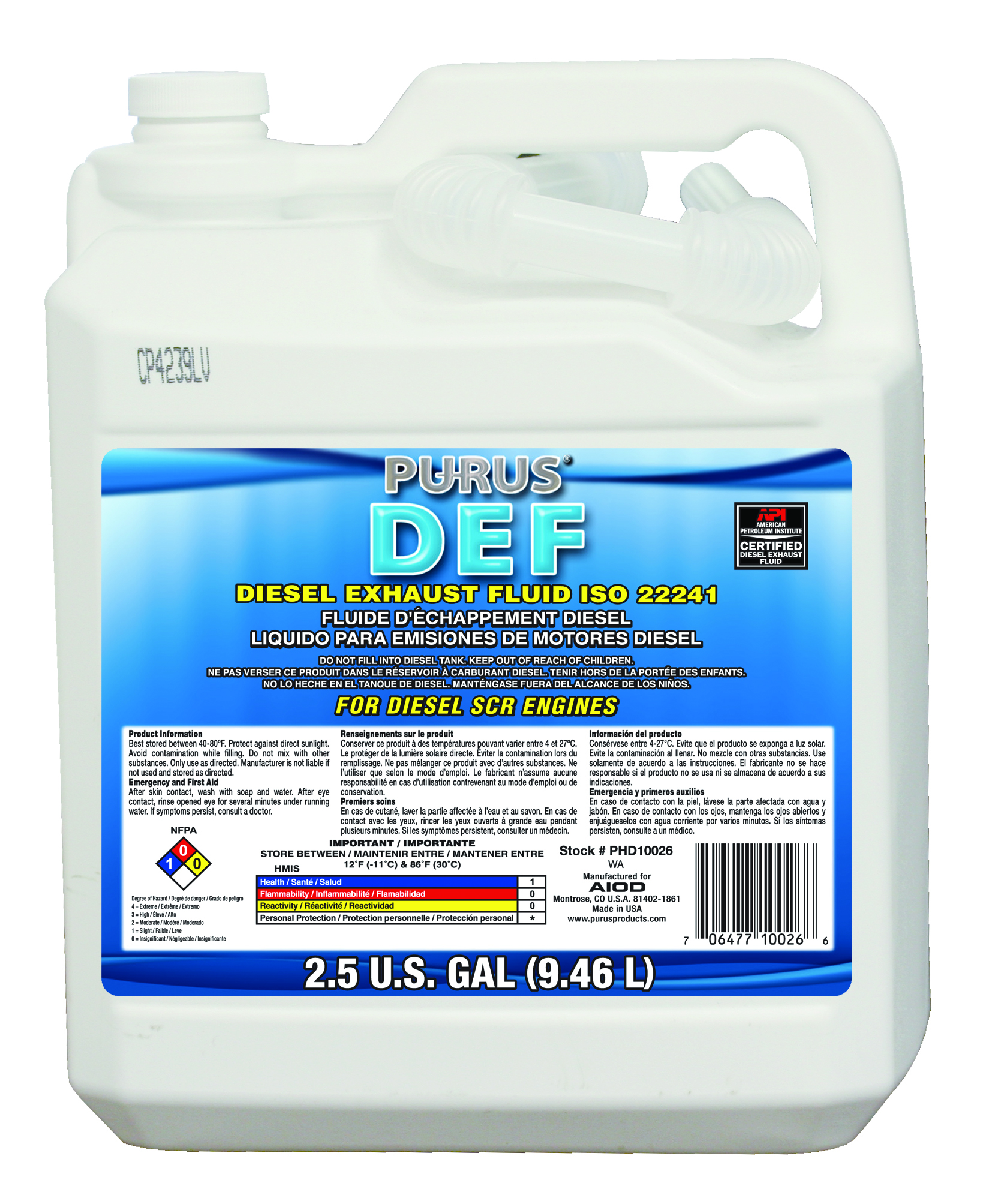 Purus Diesel Exhaust Fluid | Container: 2.5 Gallon Jug | Shipped as: Case of 2 x 2.5 Gallon Jug