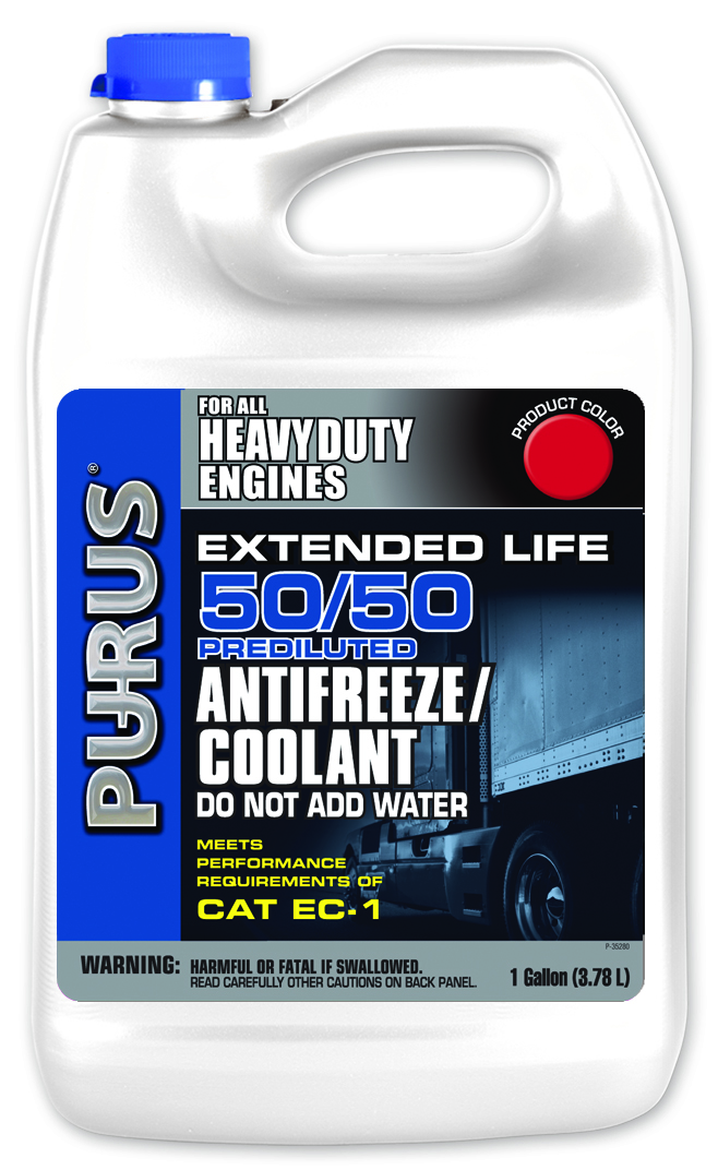 Purus Heavy Duty Extended Life 50/50 Antifreeze/Coolant | Case 6 x 1 Gallon Jug - Red | Container: 1 Gallon Jug | Shipped as: Case of 6 x 1 Gallon Jugs