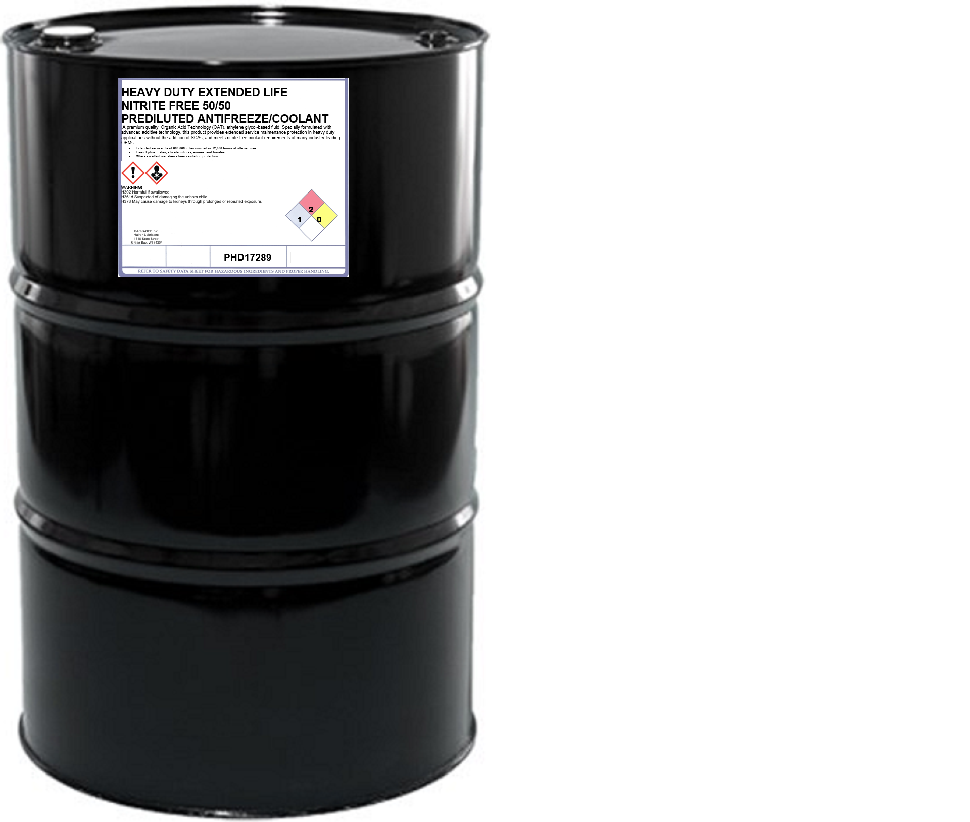 Purus Heavy Duty Nitrite-Free Extended Life 50/50 Antifreeze/Coolant| 1 x 55 Gallon Drum - Yellow | Container: 55 Gallon Drum | Shipped as: 1 x 55 Gallon Drum