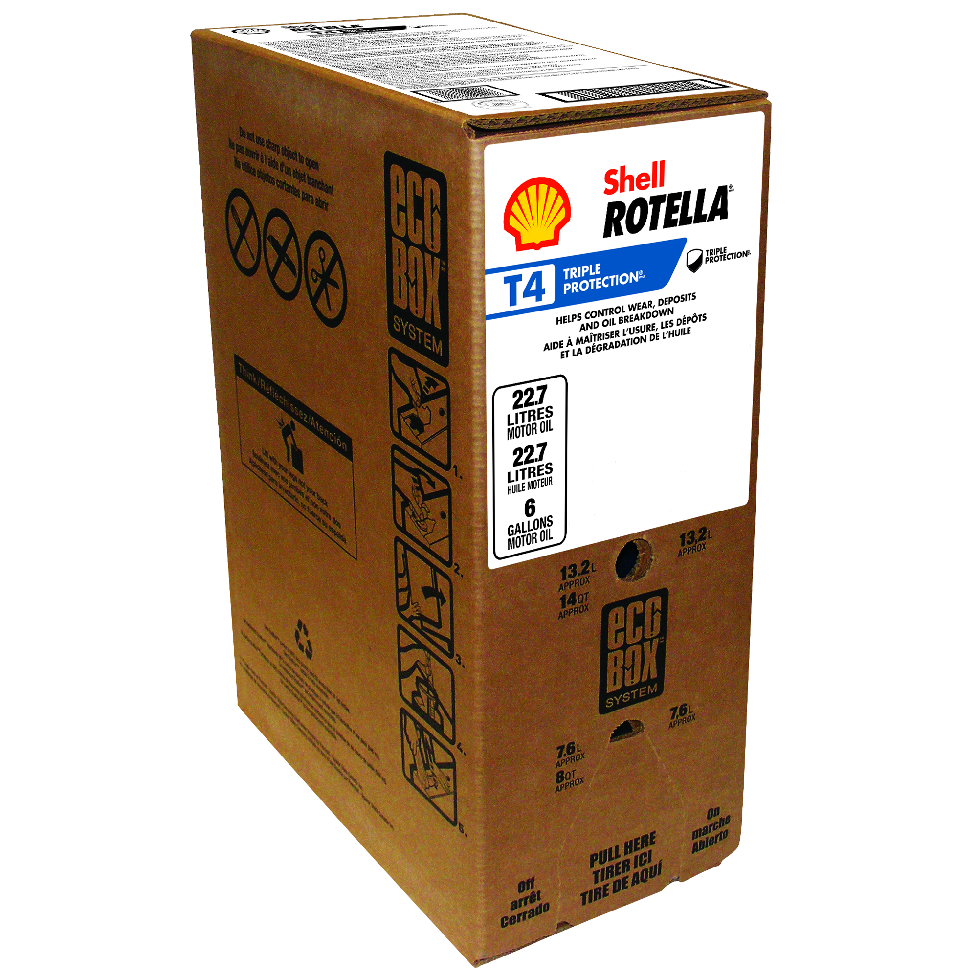 Shell Rotella T4 Triple Protection 15W-40 -  | Container: 24 Qt/6 Gallon Bag in Box | Shipped as: 1 X 24 Qt Ecobox