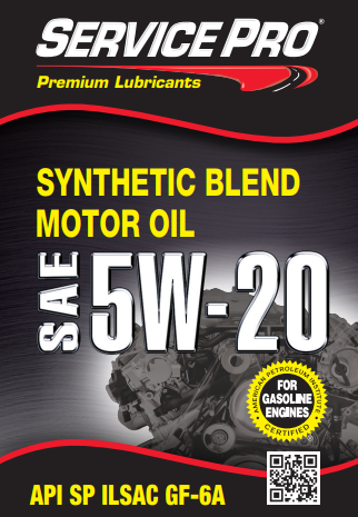 Service Pro® Premium Synthetic Blend SAE 5W-20 Motor Oils -  | Container: 1 Qt Bottle | Shipped as: Case of 6 X 1 Qt Bottles