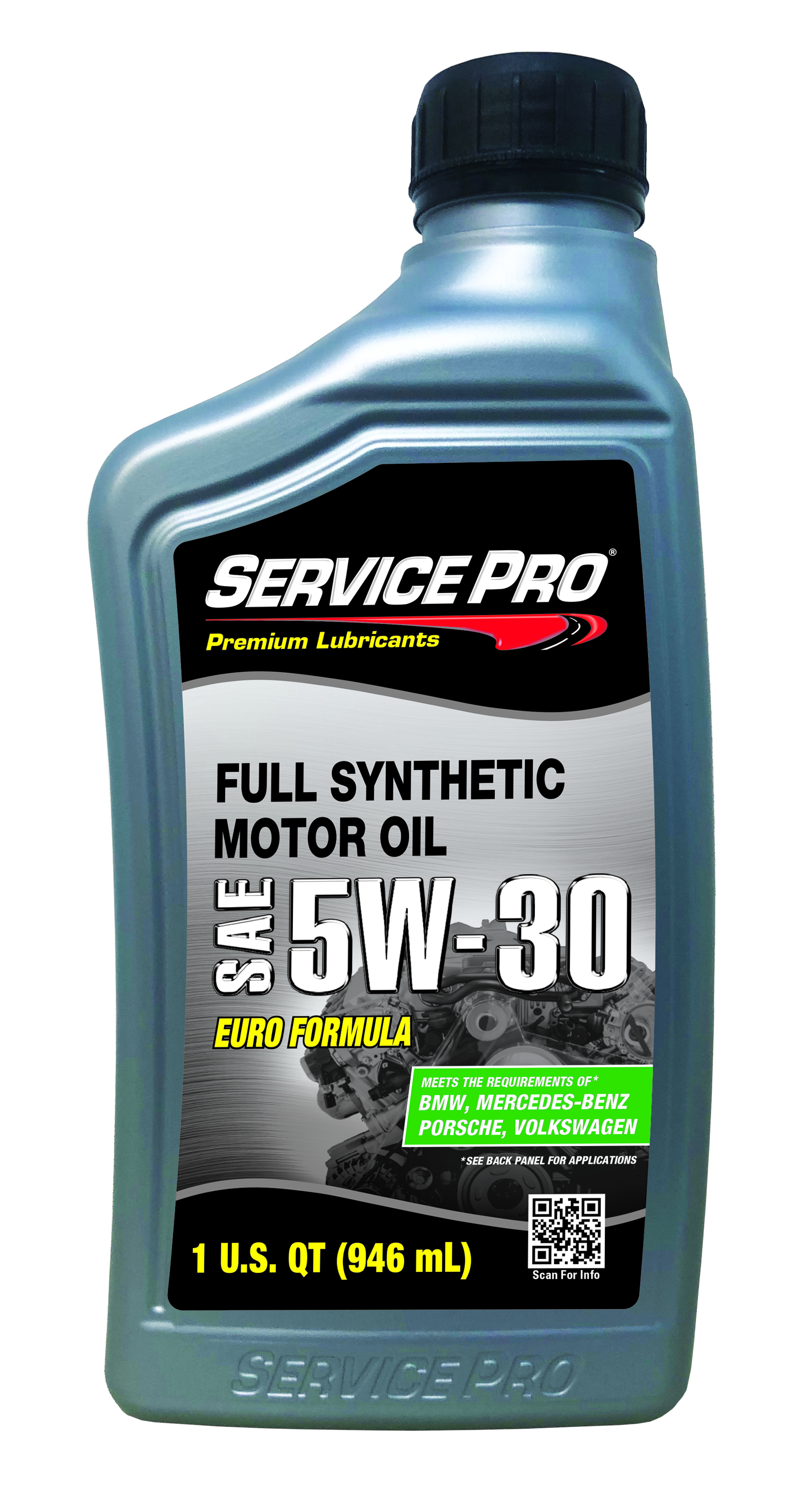 Service Pro® Premium Euro Full Synthetic SAE 5W-30 Motor Oils -  | Container: 1 Qt Bottle | Shipped as: Case of 6 X 1 Qt Bottles