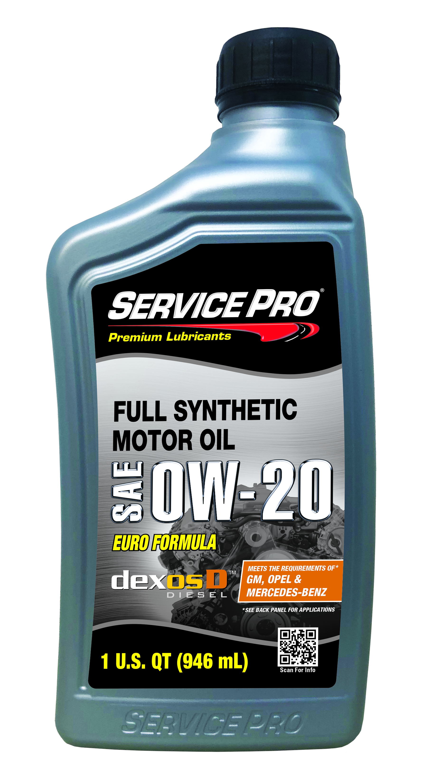 Service Pro® Premium Euro Full Synthetic SAE 0W-20 Motor Oils -  | Container: 1 Qt Bottle | Shipped as: Case of 6 X 1 Qt Bottles