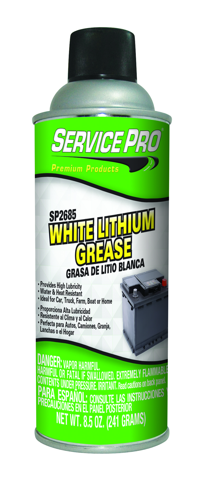 Service Pro White Lithium Grease | Container: 8.5 Oz Aerosol Can | Shipped as: Case of 12 x 8.5 oz Aerosol Cans