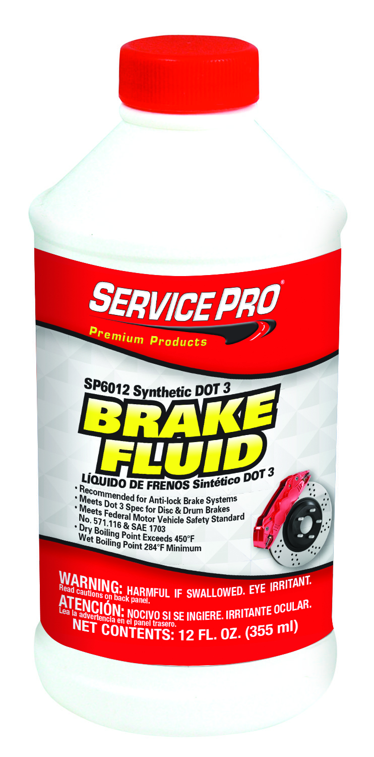 Service Pro Synthetic DOT 3 Brake Fluid | Container: 12 Oz Bottle | Shipped as: Case of 12 x 12 oz Bottles