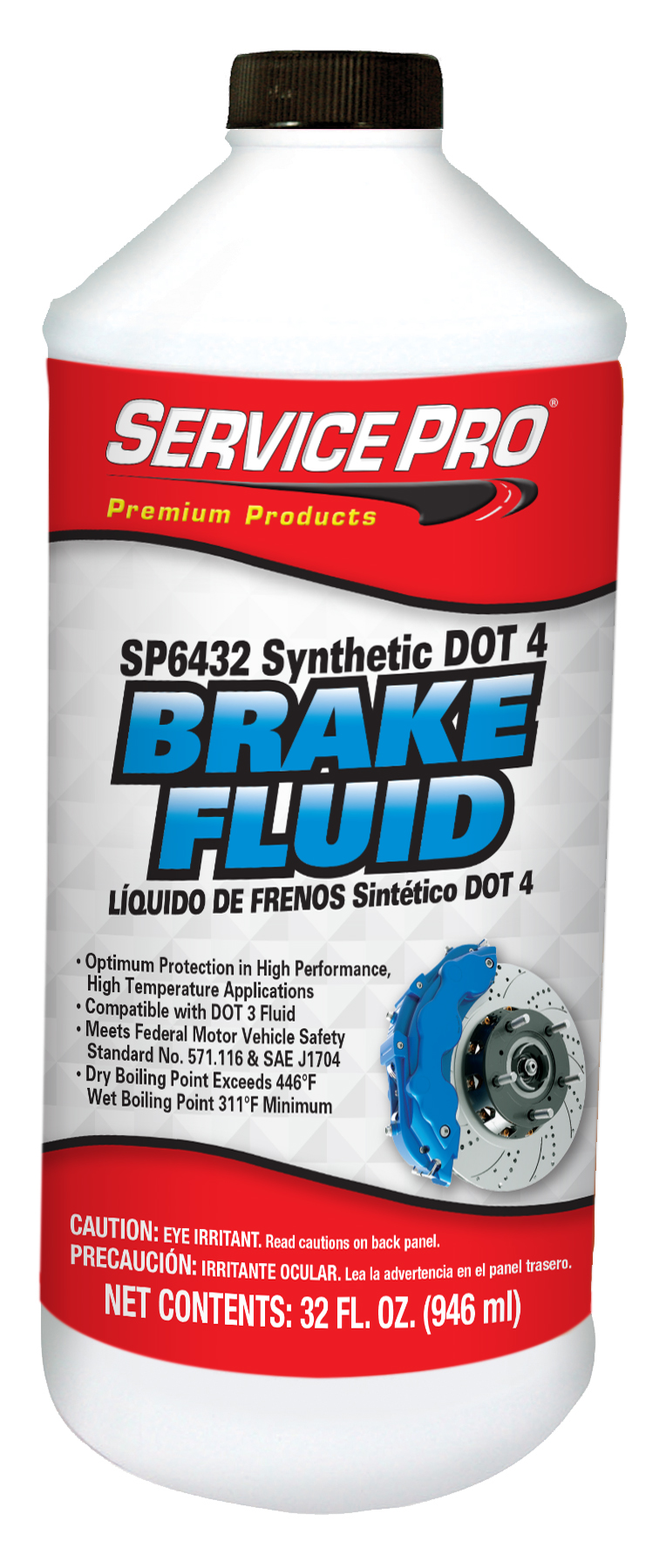 Service Pro Synthetic DOT 4 Brake Fluid | Container: 32 Oz Bottle | Shipped as: Case of 12 x 32 oz Bottles