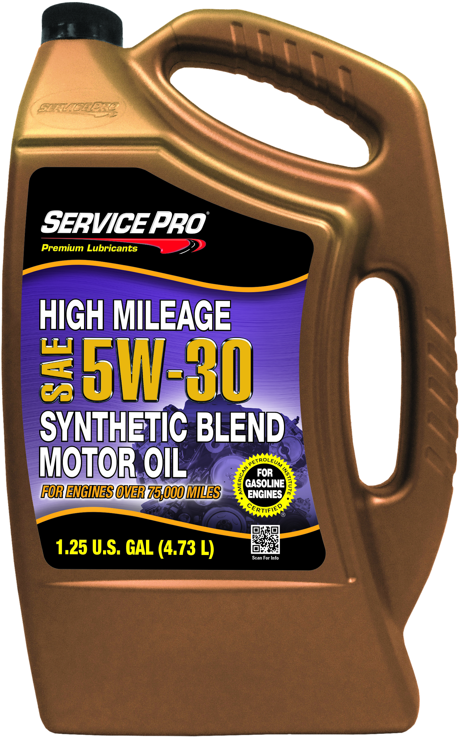 Service Pro Premium Synthetic Blend High Mileage API SN Plus Motor Oil 5W-30 -  | Container: 5 Qt Jug | Shipped as: Case of 3 X 5 Qt Jugs